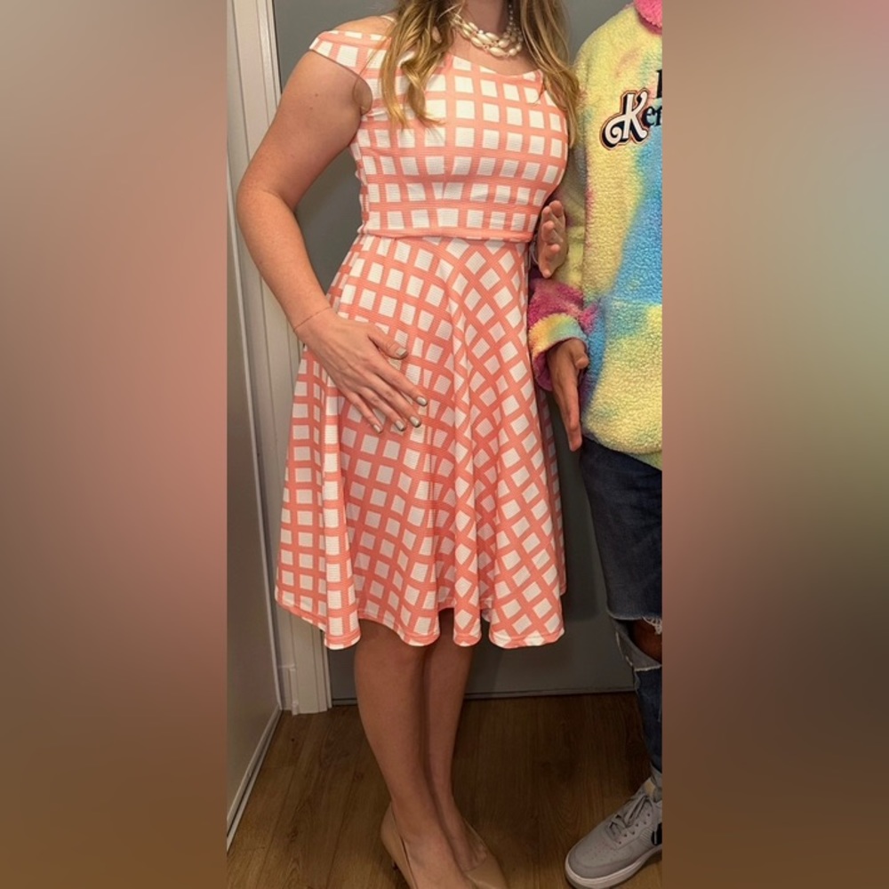 Pink and White Plaid Dress